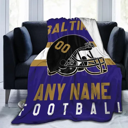 Miniatura 8 de SEAGGS Manta personalizada con diseño de ciudad de fútbol americano, decoración personalizada, manta impresa para añadir cualquier nombre y número