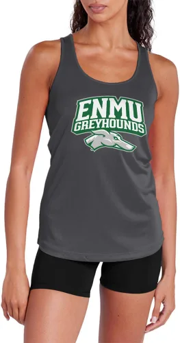 Miniatura 106 de Camiseta deportiva sin mangas oficial de la NCAA Collegiate para mujer, con espalda cruzada, logotipo primario, colección carbón
