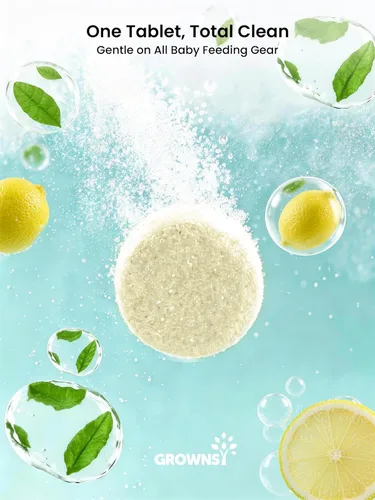 Miniatura 4 de GROWNSY Tabletas detergentes para lavar botellas, fórmula enzimática a base de plantas, elimina los residuos de leche y el olor, seguro