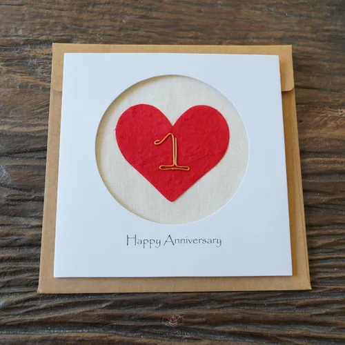 Miniatura 5 de Camellia Bees Tarjeta de aniversario de boda del primer año para ella él, tarjeta de aniversario hecha a mano para esposa, marido, pareja (1st)