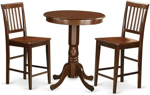 Miniatura 7 de East West Furniture EDVN5-WHI-W - Juego de mesa de comedor de 5 piezas de altura para encimera de cocina, incluye una mesa redonda de madera