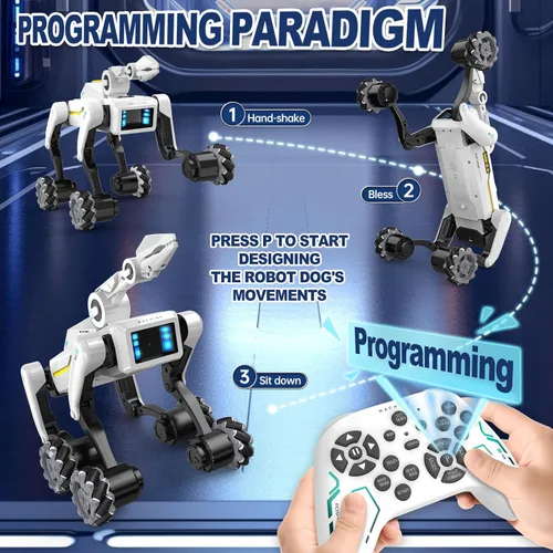 Miniatura 2 de Kit de perro robot 3 en 1 con ruedas, más de 30 acciones biónicas, voz y control remoto, movimientos programables, batería recargable, juguete