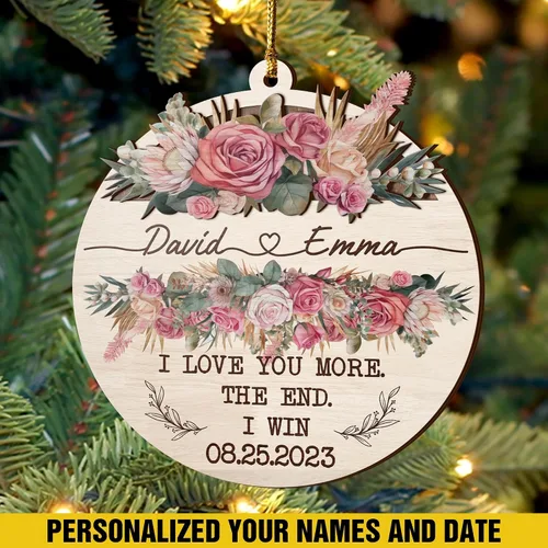 Miniatura 2 de V VIBEPY Impreso en toda la superficie, adornos personalizados para parejas, adornos de Navidad, adornos de boda, 3.5 pulgadas, adornos de 3 capas