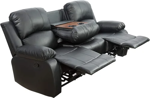 Miniatura 29 de Juego de muebles de sala de estar de cuero reconstituido con sofá reclinable, juego de sofá reclinable, silla de dos cuerpos, juegos de muebles