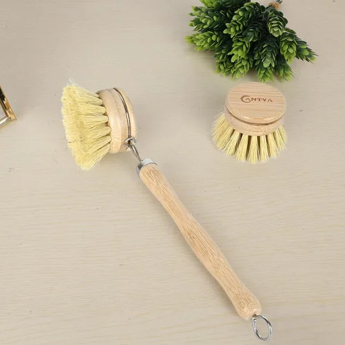Miniatura 4 de Cepillo de bambú con mango – Cerda suave, cepillo vegetal no tóxico para alimentos, compostable y sostenible cepillo de cocina para platos, ollas
