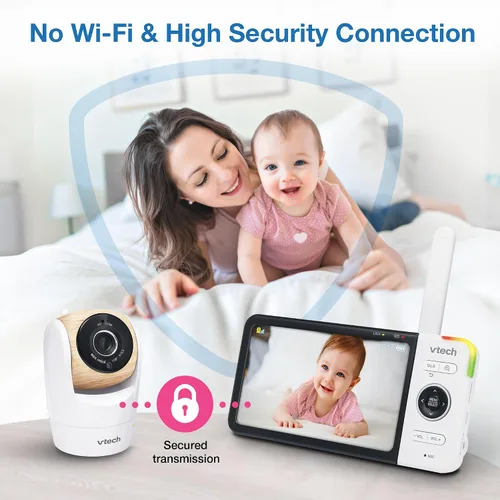 Miniatura 4 de VTech VM928-2HD - Monitor de bebé con pantalla HD de 720p de 5 pulgadas y 2 cámaras, vista de ángulo amplio de 110°, panorámica/inclinación/zoom