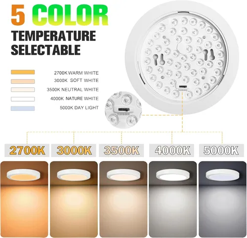 Miniatura 3 de Luces de Techo LED Certificadas ETL de 7 pulgadas Regulables Ultra-Delgadas Redondas Montaje al Ras 2700K/3000K/3500K/4000K/5000K Luminarias