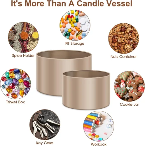 Miniatura 7 de AOSWELE 24 latas de velas doradas, recipientes de vela mate premium para kit de bricolaje Dorado