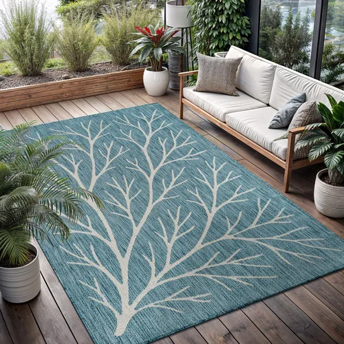 Miniatura 25 de Alfombra Lavable para Interiores y Exteriores 8x10 Resistente a la Intemperie Alfombras de Área Modernas de Yute Sólido para Porche Terraza Balcón