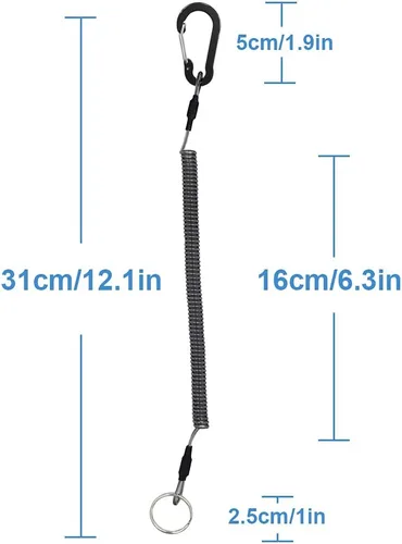 Miniatura 3 de Lix&Rix Cordones elásticos en espiral para llaves, kayak, equipo de pesca, alicates, herramientas, negro, azul, verde, rojo, amarillo, plata, 4/6
