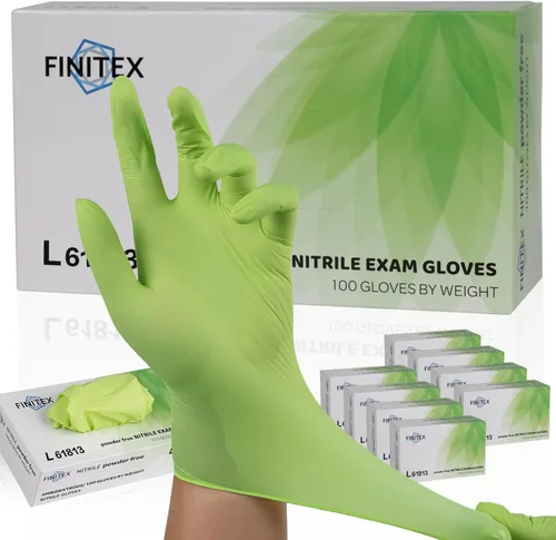 Miniatura 9 de FINITEX Nitrile Disposable Gloves - Green 3.5mil 100/1000PCS Powder-Free Latex-Free Medical & Food Use Verde (Small 100)
