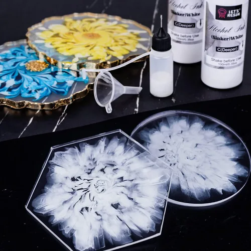Miniatura 5 de LET'S RESIN Tinta de alcohol blanco para resina, tinta de alcohol, 2 botellas cada una de 3.5 onzas, tinta a base de alcohol ajustable, pigmento