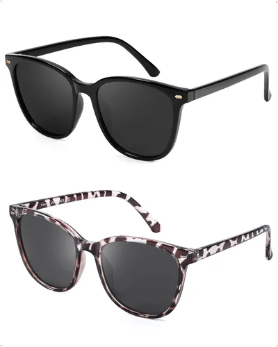 Miniatura 20 de FIMILU Paquete de 2 lentes de sol polarizados para mujer, lentes de protección UV400, montura grande, lentes de moda, elegantes