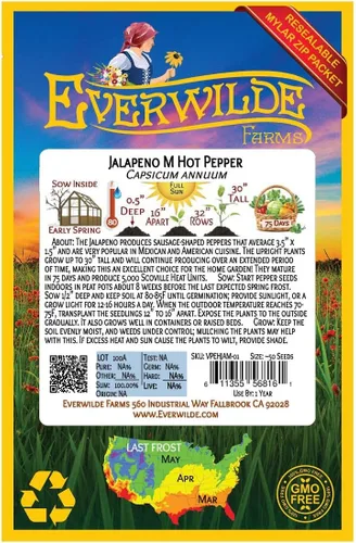 Miniatura 2 de Everwilde Farms - 50 semillas de pimiento picante de jalapeño - Paquete de semillas Gold Vault