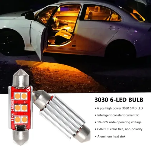 Miniatura 3 de PHINLION - Bombillas LED 578, superbrillantes 3030 6-SMD, Festoon 41 mm, 42 mm, bombillas LED 211-2 212-2 para luces de cortesía, domo, mapa, baúl