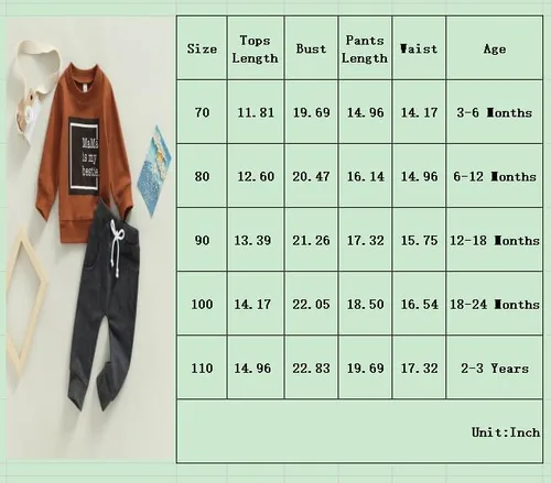 Miniatura 7 de Toddler Baby Boy Fall Clothes Long Sleeve Letter Print Crewneck Sweatshirt + Jogger Pant Infant Boys Winter Outfits