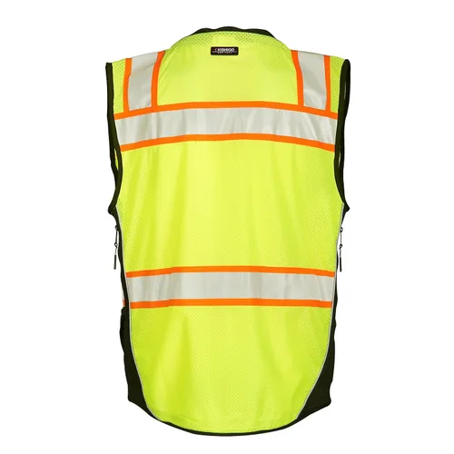 Miniatura 2 de Kishigo Chaleco de Agrimensores Serie Premium Black para Hombres S5002, Chaleco de Seguridad de Alta Visibilidad Clase 2, 10 Bolsillos con Cierre