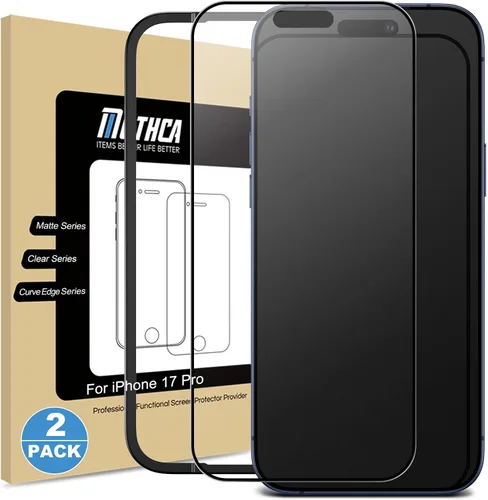 Miniatura 10 de Mothca Paquete de 2 protectores de pantalla de vidrio mate de cobertura completa para iPhone 17 Pro Max de 6.9 pulgadas, antirreflejos, antihuellas