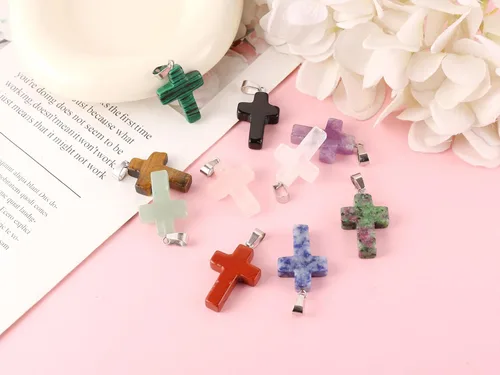 Miniatura 9 de Zenkeeper Colgante hexagonal de cristal natural – Piedra de cuarzo puntiaguda/piedra curativa en forma de corazón para hacer joyas y collares