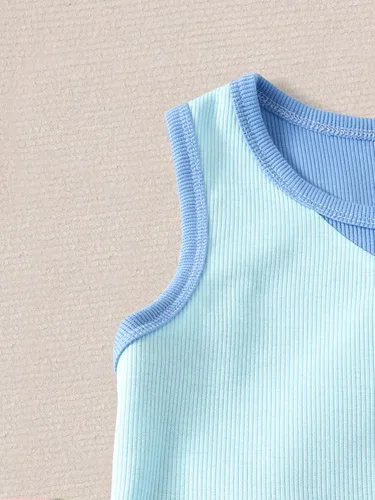 Miniatura 4 de Verdusa Conjunto de 2 piezas de camiseta corta sin mangas y pantalones cortos para niña