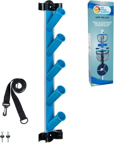 Miniatura 6 de U.S. Pool Supply Colgador de Pértiga para Piscina - 2 Ganchos de Piscina de Aluminio Azul para Pértiga - Gancho de Cerca para Equipos para Redes