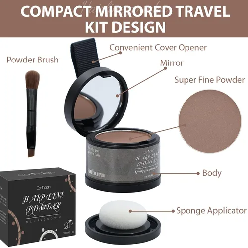Miniatura 4 de Paquete de 2 polvos de línea capilar para mujeres y hombres, se utiliza para retoques de raíces, color de cabello, adelgazamiento y cobertura