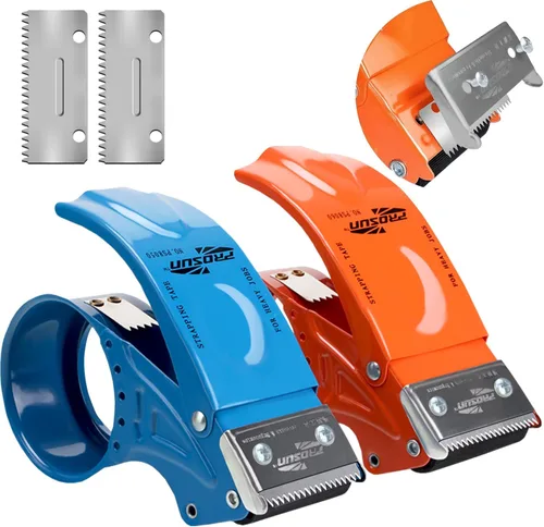 PROSUN - Paquete de 2 pistolas dispensadoras de cinta de embalaje de metal: dispensador de cinta de 2 pulgadas de ancho / núcleo de papel interior