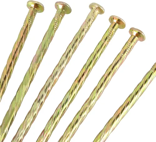 Miniatura 3 de MUKCHAP 100 clavos galvanizados de 6 pulgadas, clavos en espiral de metal dorado para barrera de malezas, tienda de campaña