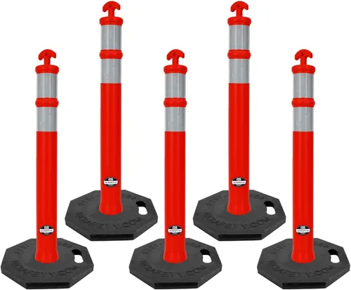Miniatura 9 de RK DPOST2T - Poste delineador portátil de polietileno con base de goma octogonal de 13 libras, altura de 42 pulgadas de altura (juego de 4, naranja)