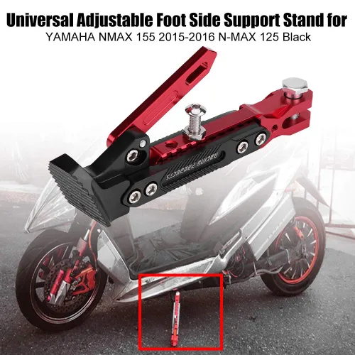 Miniatura 4 de KIMISS Soporte lateral de pie ajustable para NMAX, para NMAX 155 2015-2016 y NMAX 125, soporte de estacionamiento rojo