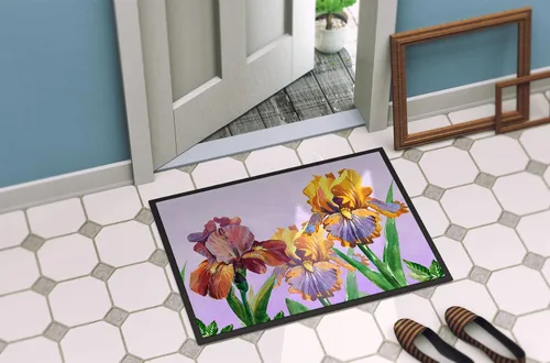 Miniatura 4 de Caroline's Treasures BB7445MAT - Felpudo con diseño de iris morado y amarillo, 18 x 27 pulgadas, para interiores y exteriores, para entrada