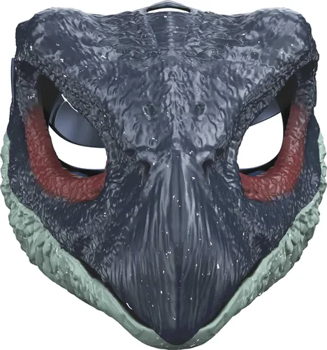 Mattel Jurassic World Dominion Máscara de dinosaurio, juguete de dinosaurio Therizinosaurus y accesorio de disfraz con mandíbula de apertura y