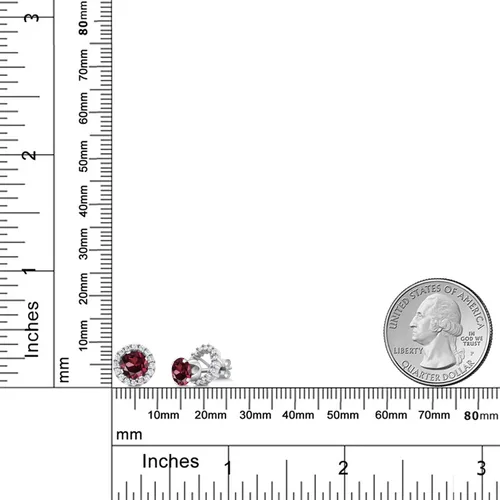 Miniatura 48 de Gem Stone King Aretes redondos de plata de ley 925 de 0.236 in con piedra natal extraíble para mujer