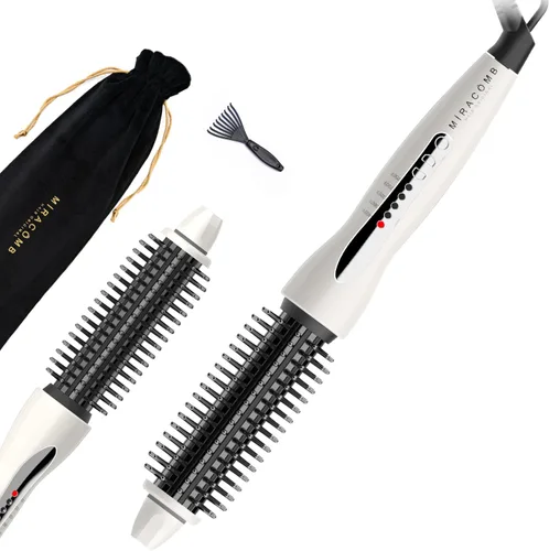 MIRACOMB Cepillo alisador profesional para rizar el cabello, cepillo redondo con calefacción de cerámica, alisador de hierro plano de 1 pulgada,