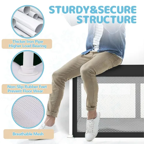 Miniatura 2 de TOREVSIOR Corralito plegable para bebés con alfombra, 50"×50" corralito plegable para bebés y niños pequeños, corral de seguridad para niños
