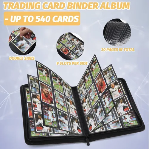 Miniatura 6 de Carpeta de Tarjetas Coleccionables, Carpeta de Álbum de Colección de Tarjetas con 540 Bolsillos de Carga Lateral, Carpeta de Álbum de Tarjetas Rojo
