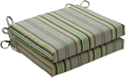 Miniatura 14 de Pillow Perfect Cojín cuadrado para asiento de silla esquinera para interiores y exteriores con lazos, relleno de fibra de felpa, resistente a