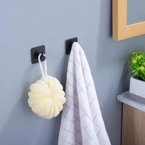 Miniatura 4 de Taozun Toallero – Toallero con 2 paquetes de ganchos adhesivos, color negro, toallero de mano de 16 pulgadas para pegar en la pared, kit