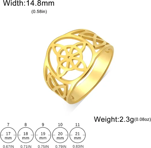 Miniatura 19 de UNIFT Anillo de nudo de bruja para mujer, acero inoxidable, celta, cuaternario, Wicca, estilo geométrico, anillo de nudo de brujería, amuleto