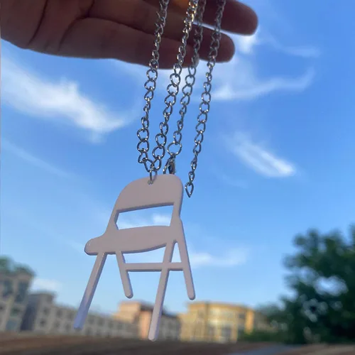 Miniatura 8 de Collar de silla plegable de plata, collar de silla de cadena de plata, collar gótico punk