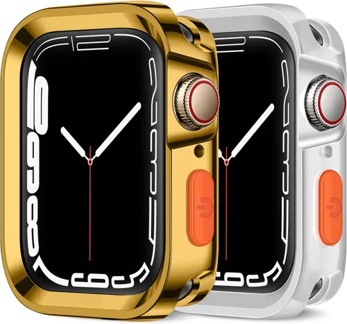 Miniatura 26 de Amizee Paquete de 2 fundas resistentes compatibles con Apple Watch Series 9/8/7 de 1.772 pulgadas, SE 3/2/1 Series 6/5/4 de 1.732 pulgadas, TPU