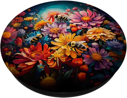 Miniatura 2 de Abejorros caprichosos en flores vívidas y coloridas PopSockets PopGrip estándar