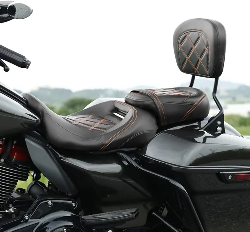 Miniatura 25 de TCT-MOTORPARTS Driver Rider - Almohadilla de respaldo para Harley Touring 2009-2023 Road King Street Road Electra Glide Ultra Black Stitching