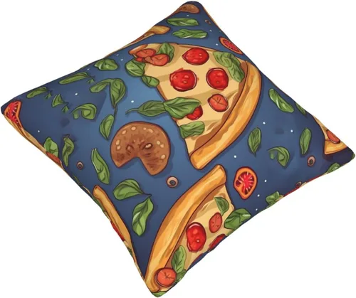 Miniatura 2 de Funda de almohada cuadrada suave con estampado de pizza, funda de cojín para decoración del hogar, sala de estar, cama, sofá automóvil, 12 x 12