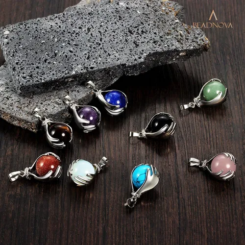 Miniatura 5 de BEADNOVA collar con gema de curación con cadena de acero inoxidable de 18 pulgadas, con embalaje de caja de regalo