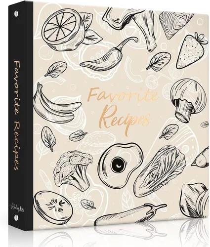 Miniatura 8 de Carpeta de recetas de 8.5 x 11 pulgadas, 3 anillos, libro de recetas para escribir en tus propias recetas, carpeta de recetas de página completa