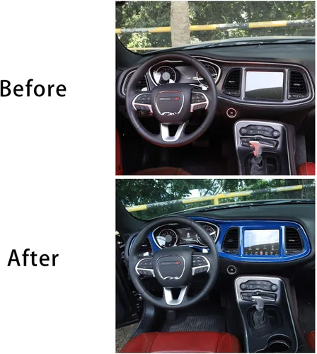 Miniatura 6 de Voodonala para Consolas Centrales Challenger, Cubierta Protectora del Tablero de Instrumentos para 2015-2024+ Dodge Challenger, Accesorios Azul