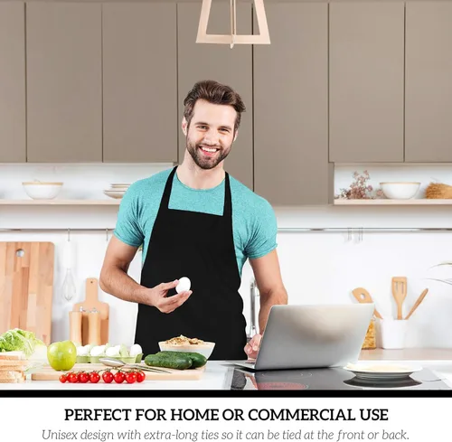 Miniatura 6 de GREEN LIFESTYLE Paquete de 12 delantales profesionales de chef – Delantales para asar para hombres, delantales impermeables de cocina para barbacoa