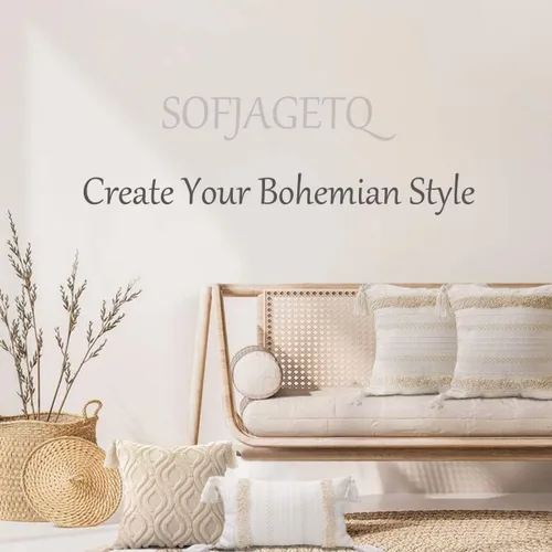Miniatura 6 de Fundas de almohada decorativas bohemias, de algodón, tejidas a mano, con borlas, acento neutro para dormitorio, decoración de granja, sofá