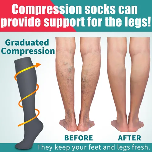 Miniatura 61 de Laite Hebe 4 pares de calcetines de compresión para mujeres y hombres, el mejor apoyo para enfermeras, correr, atletismo